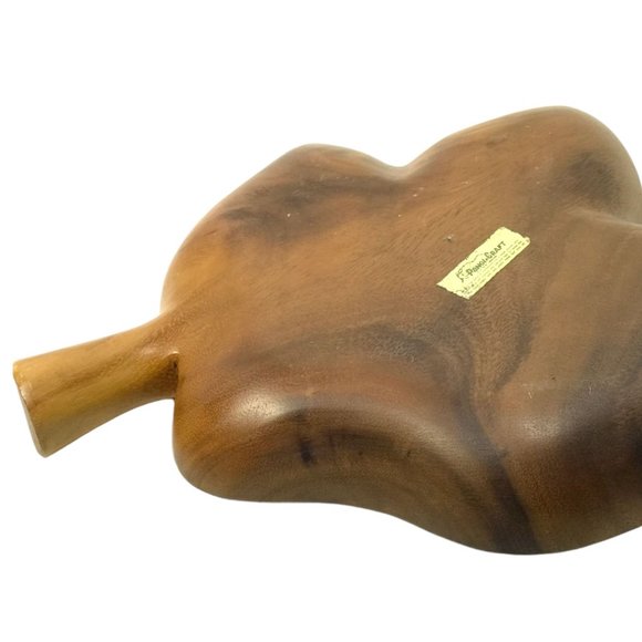 Vintage Monkeypod Wood Bowl Leaf Shape Divided Serving Trays Nuts Candy - Picture 8 of 12
